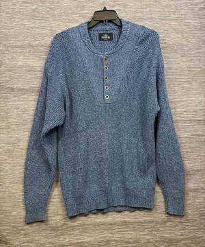 RedHead Sweater Mens XL Blue Henley Crew Neck Ribbed Knit Pullover Casual